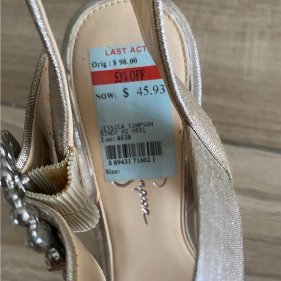 Jessica Simpson Cream Heels with Elegant Crystal Detail - Picture 5 of 6